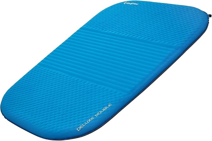 KingCamp Double Sleeping Pad 2 Person Queen R 7.5 Self Inflating Sleeping Pad 3 Thick Foam Mattress Mat with Contoured Design &amp Honeycomb Surface Cut for Camping Tent Car Backpacking (BLUE/CHARC