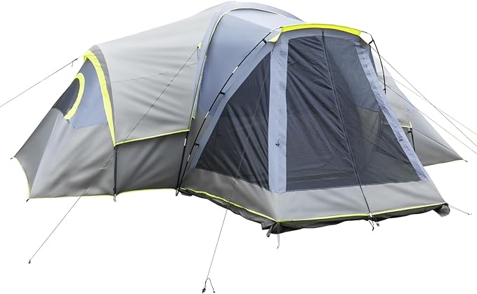 Family Camping Tent 10 Person Family Tent with Included Rainfly Carry Bag and Spacious Interior Fits Three Rooms and Sets Up in 15 MinutesDark Gray