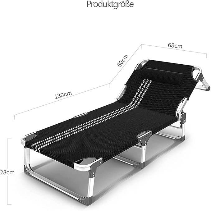 Folding Lounge Chair Wide Incline with Thickened and Widened Aluminum Feet Support Up to 300KG for Lounge Outdoor Patio Camping Beach