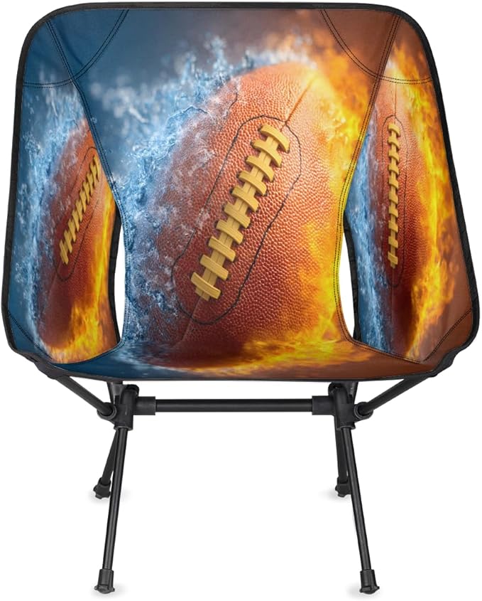 Ice Fire Collision Rugby Camping Chair Folding Backpacking Chair Portable Lightweight Outdoor Chairs with Side Pockets for Hiking Beach Picnic