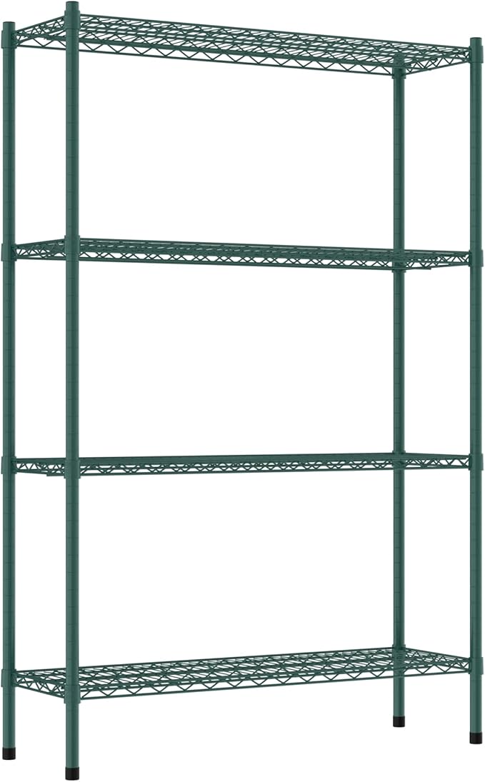 Commercial NSF Listed Green Epoxy Stationary Wire Shelving Kit 14 x 42 x 64 with 4 Shelves Perfect for Warehouse Walk-in Refrigerator Freezer Grocery Store Restaurant Dishroom