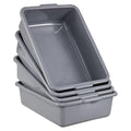 4 Pack Grey Commercial Bus Tubs 22 L Plastic Bus Box Rectangular Utility Bus Trays