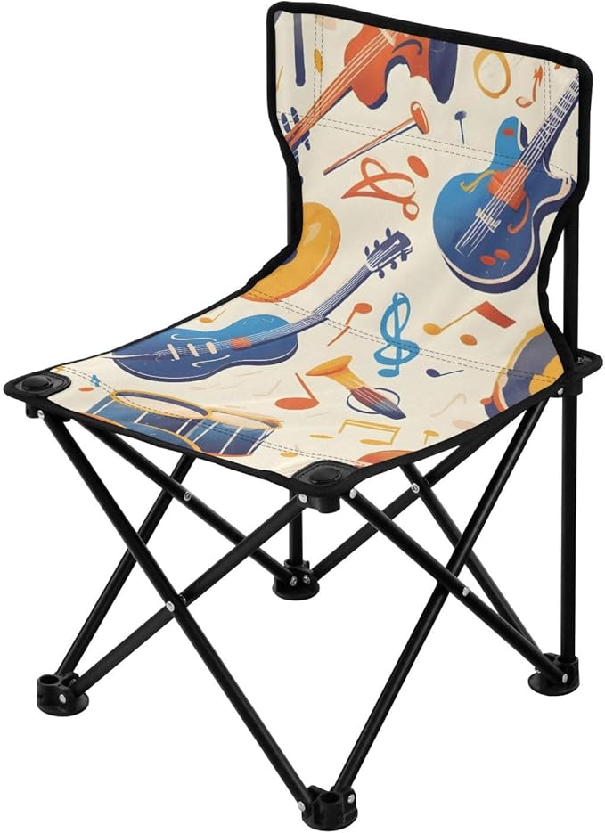 Guitar and Cello Portable Camping Chairs Folding Chair - Durable Oxford Fabric Lightweight Iron Frame Easy Fold Design - Ideal for Outdoor Activities Camping Fishing and Travel