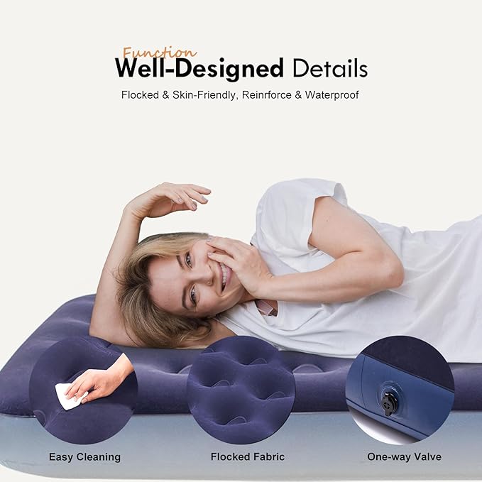 RAPTAVIS Queen Size Air Mattress Inflatable Bed Blow Up Mattress Camping Sleeping Pad