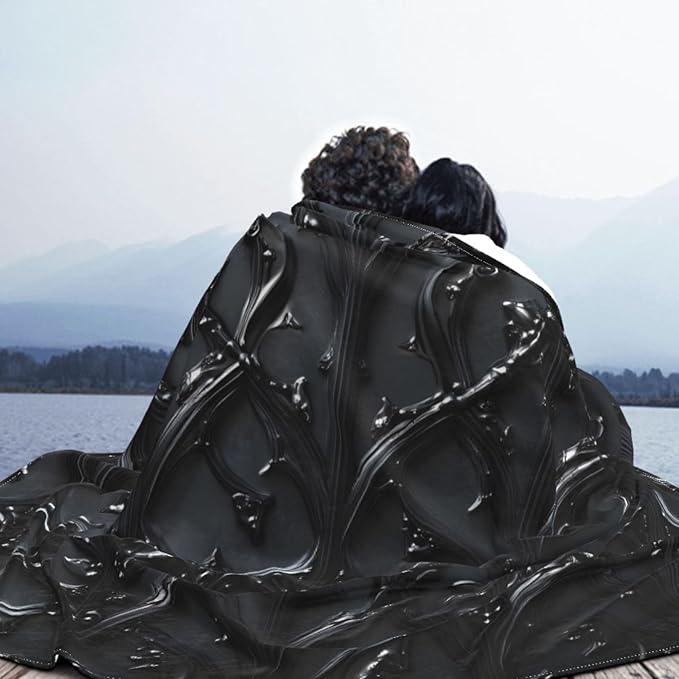 Black Fence 80x60 Printed Soft Fleece Blanket for Sofa Bed and Camping - Cozy Blanket for Travel Picnics Nighttime Use