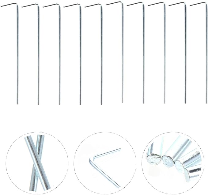 Angoily 40pcs Heavy Duty 7-Shaped Tent Stakes Metal Camping Tent Pegs 3.5mm Diameter Ground Anchors for Outdoor Hiking and Garden Shelter
