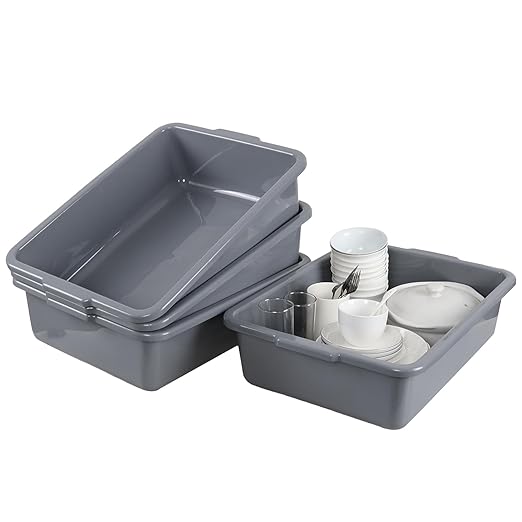 23 L 4 Packs Plastic Bus Tubs Commercial Bus Boxes Tote Gray