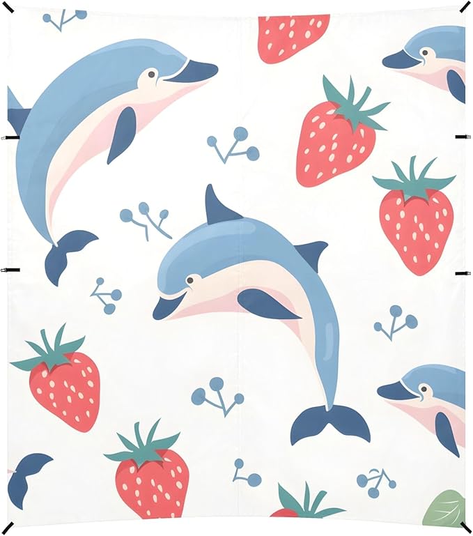 Dolphin Strawberry Camping Sun Shelter Beach Tent Portable Beach Sun Shade Outdoor Canopy for Camping Trips Fishing Picnic