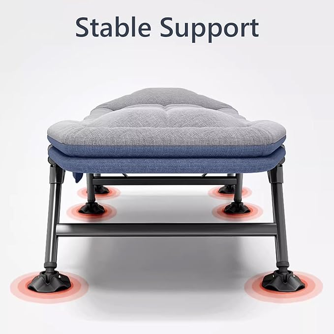 Portable Folding Adult BedAdult Folding Bed Portable Bed for Adults XXL Stable Support Comfortable Headrest High Elastic Sponge Camping Cot for Home Outdoor Travel(200 * 70CM)