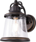 GRUENLICH Outdoor Wall Lantern Wall Sconce as Porch Lighting Fixture E26 Medium Base Metal Housing Plus Seeded Glass Oil Rubbed Bronze Finish Bulb Not Included 1-Pack