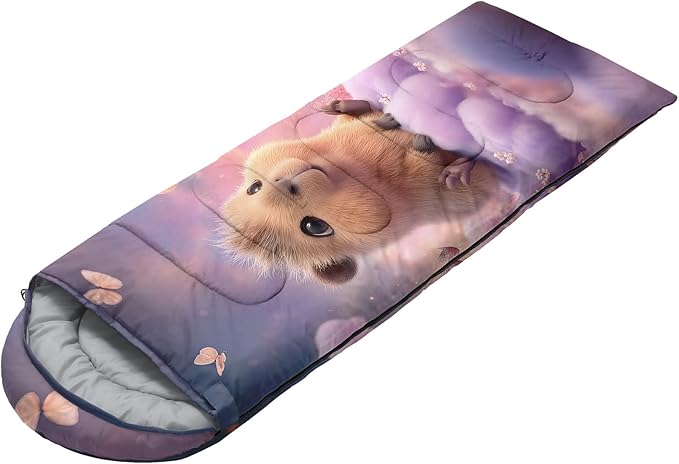 AILONEN Kawaii Panda Sleeping BagsLightweight &amp Waterproof3 Season Warm &amp Cool WeatherDreamy Purple Flower Animal Themed Sleeping Bags for BoysGirlsKidsAdults TravellingOutdoors
