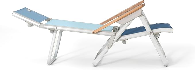Veer Beach Chair - Durable Rust Resistant Beach Recliner (Reclines Fully Flat) with Breathable Fabric Towel Rack Flip Up Headrest and Backpack Straps