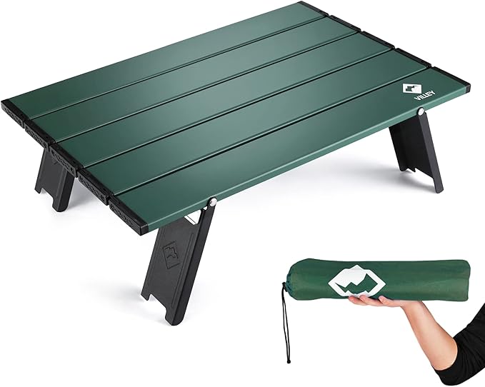 VILLEY Portable Mini Folding Beach Table Ultralight Aluminum Side Table with Carry Bag for Camping Picnics and Outdoor Activities