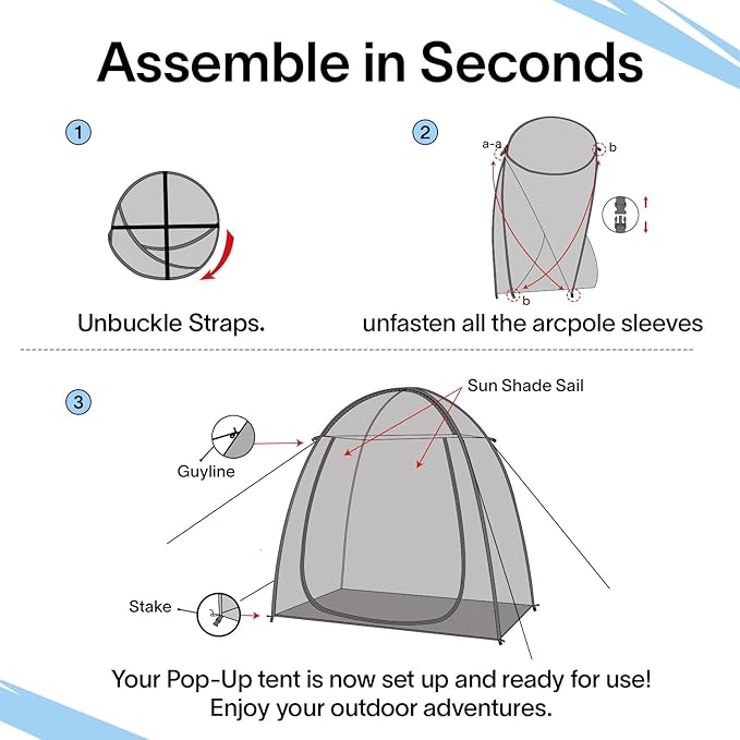 EighteenTek® Pod All Weather Sports Tent with Attached Floor Instant Outdoor Bubble Tent Rainproof Camping Sun Shelter for Sports Events Camping Fishing Cheering 50 X 50 X 64H