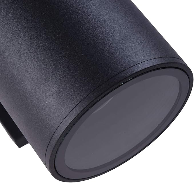 mirrea Modern Outdoor Porch Light Patio Light in 2 Lights with Matte Black Aluminum Cylinder and Tempered Glass Cover Waterproof Wall Sconce 4 Pack