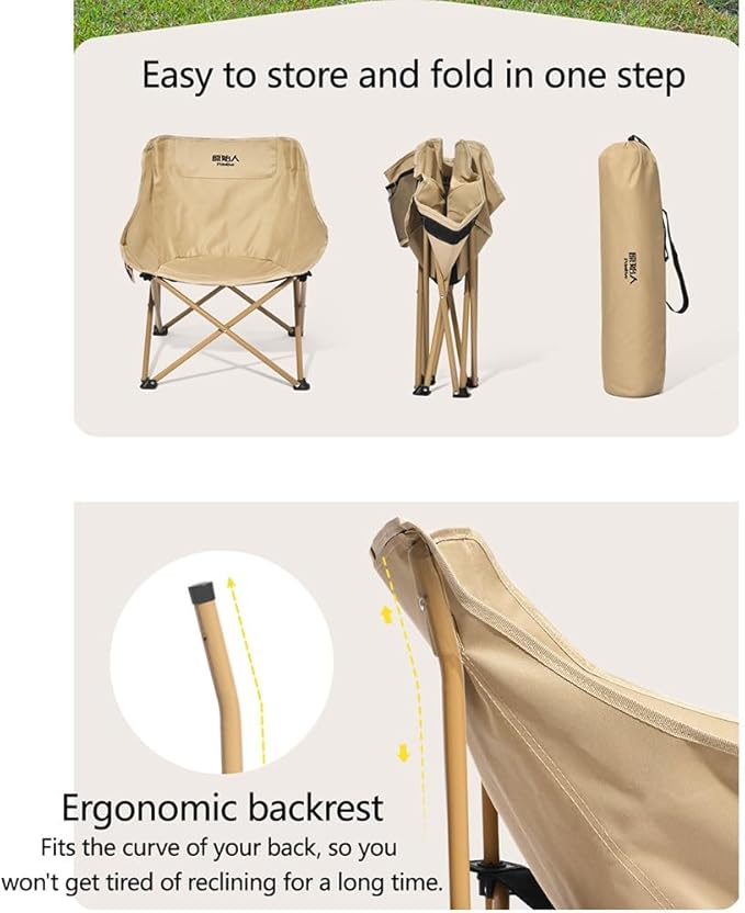 Camp Chair Folding Portable Lawn Chair with Backrest 130 Kg Capacity Canvas Cushion Seat Outdoor Picnic Chair for Beach Fishing Camping Hiking BBQ(Black40cm/16in)