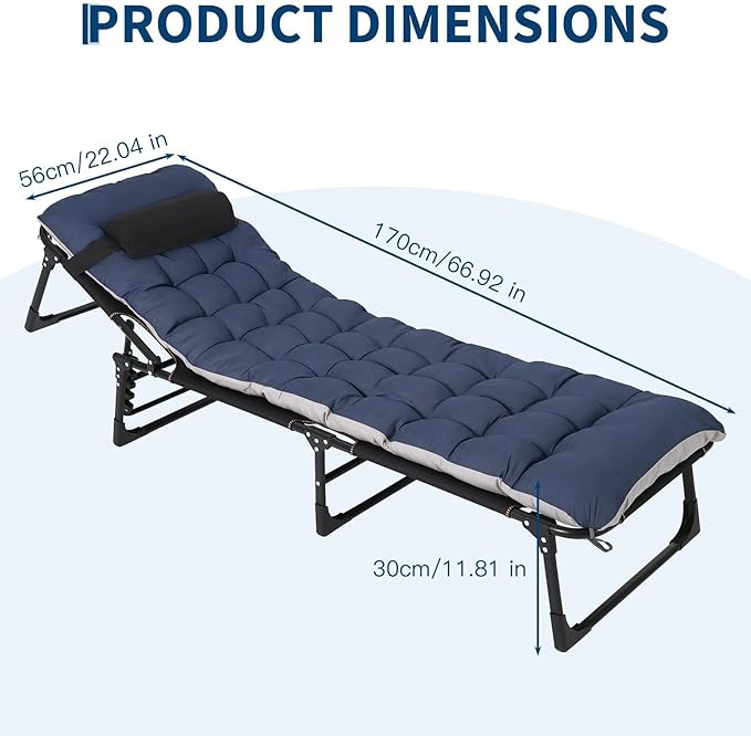 Portable Camping Cot for Adults Folding Sleeping Cot with Removable Thick Mattress &amp Carry Bag Double Layer Oxford Camping Bed for Travel Tent Day Bed Outdoor Home Guest Office Nap 400LBS Load