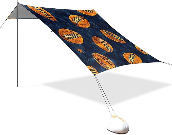 Rugby Yellow Pattern Camping Sun Shelter Beach Tent Portable Beach Sun Shade Outdoor Canopy for Camping Trips Fishing Picnic