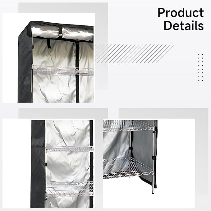 Storage Rack Cover Waterproof Oxford Cloth Clear Front 36X18X72 in Dustproof Shelving Unit Cover