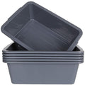 6 Pack 7 L Smal Plastic Bus Tub Restaurant Commercial Bus Tote Utility Box Plastic Dish Pans Wash Basin Tote Box Grey (12x 8.2x 4.2)