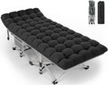 ZENPETIO Camping Cot for Adults Heavy-Duty Portable Cot Bed with Mattress Foldable Padded Sleeping Cots for Camping Travel Tent Day Bed Outdoor &amp Home Guest Max Load 500 LBS 75x28x15”