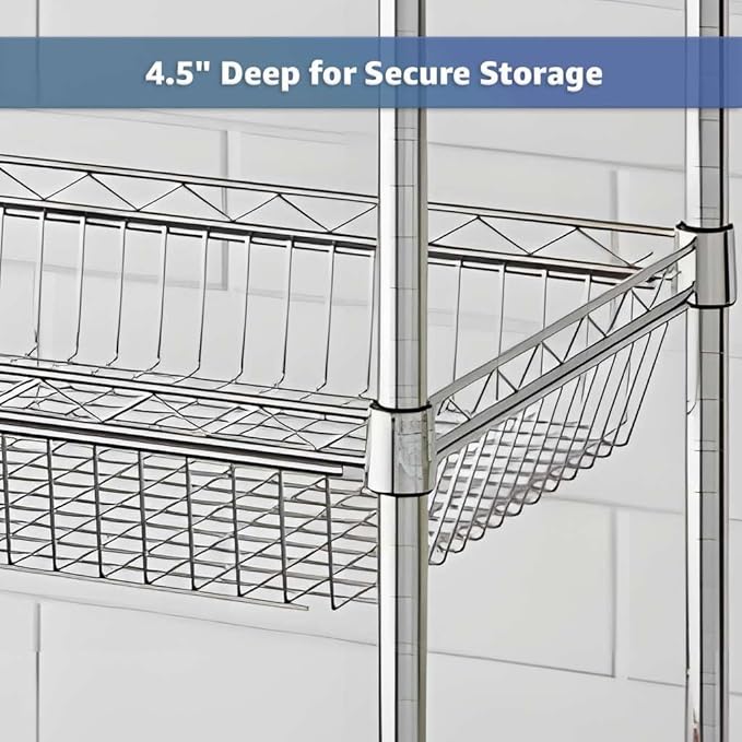 14 x 24 Chrome Wire Shelf Basket NSF Storage Basket for Shelving Units 600 lb Capacity