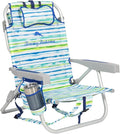 Tommy Bahama 2 Pack Backpack Beach Chair 5 Position Chair Including Lay Flat (White Stripes)