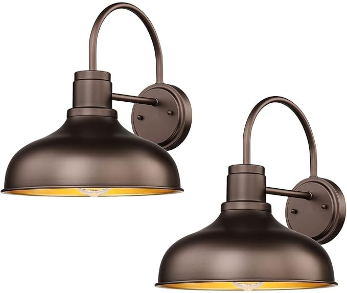 ALLGOT Outdoor Farmhouse Barn Lights Exterior Wall Mount Lights Vintage Wall Lighting Fixture Industrial Outdoor Sconce Lighting for Garage Front Door Porch Patio(Oil Rubbed Bronze 2 Pack)