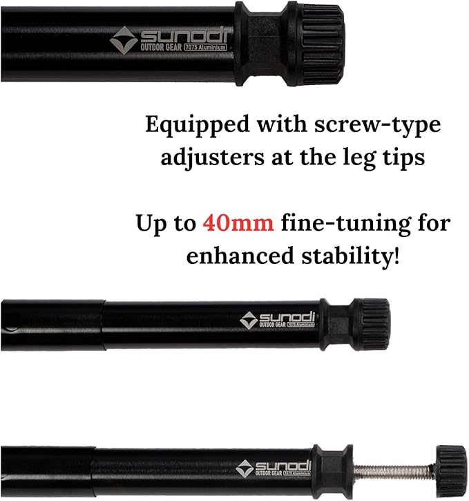 IGT Camping Table Legs 5-Level Adjustable Height Telescopic 7075 Aluminum Alloy Black Anodized Finish Lightweight Easy Installation Stable Support for Cooking Picnic BBQHiking (Set of 4)