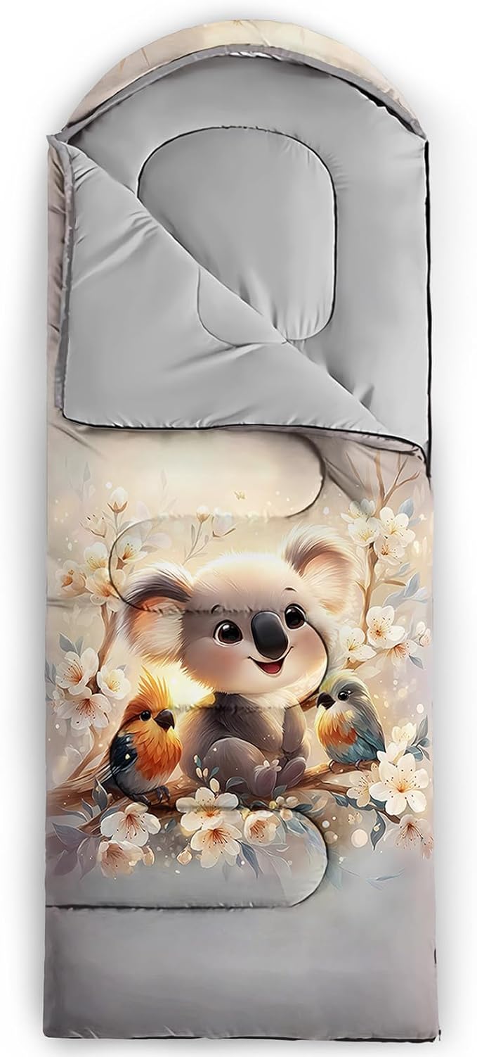 AILONEN Cartoon Camping Sleeping Bag for Boys Girls AdultsLightweight &amp Waterproof3 Season Warm &amp Cold WeatherPortablePrinted Sleeping BagTravelingCampingHiking