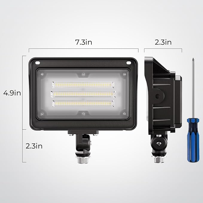CINOTON 50W LED Flood Light Outdoor 7000LM IP65 Waterproof Security Wall Pack Light Fixture with 180°Knuckle for Patio Porch Garage Garden Lanscape 5000K Daylight 100-277V 1 Pack