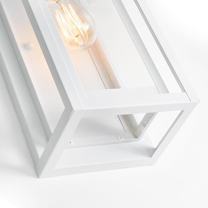 15 Large Outdoor Light Fixture Wall Mount White Outdoor Sconce Lights Modern Waterproof Exterior Porch Lights with Clear Glass Shade for Front Door Garage 1 Pack