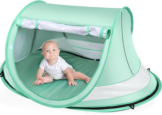 Baby Beach TentLarge Pop Up Beach Tent Sun Shade for BeachPortable Baby Travel Tent with Mosquito NetIndoor Baby Play TentUPF 50+ UV Protection Sun Shelters for Infants