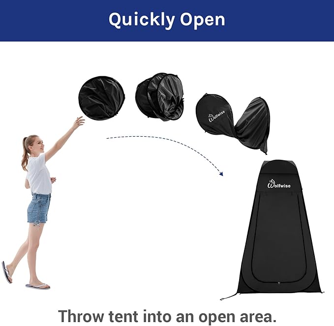 WolfWise Pop Up Changing Tent for Beach Camping Portable Shower Tents Outdoor Privacy Bathroom Change Dressing Clothes Tent Pop Up Instant for Camp Toilet 6.2ft/6.6ft/6.9ft High