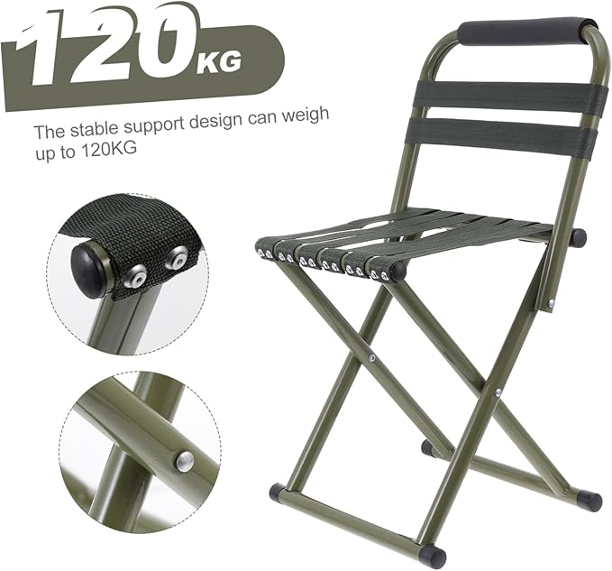 Totority 1pc Outdoor Portable Folding Chair Backrest Lightweight Camping Stool for Fishing and Picnics and Compact Design Green Easy to Carry