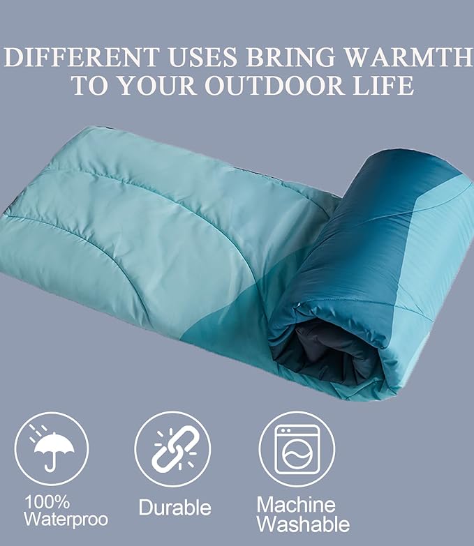 Outdoor Puffy Camping Blanket Lightweight Down Alternative Puffy Waterproof Stadium Blanket with Portable Bag Lightweight Camping Blanket for 2 People Cold Weather Sports Travel Car 79*54 inch