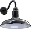 Steel Lighting Co. Topanga Barn Light | Outdoor Wall Mounted | Farmhouse Garage Light Made in America | 14 inch Dome | 11 inch Gooseneck | Black Exterior/White Interior