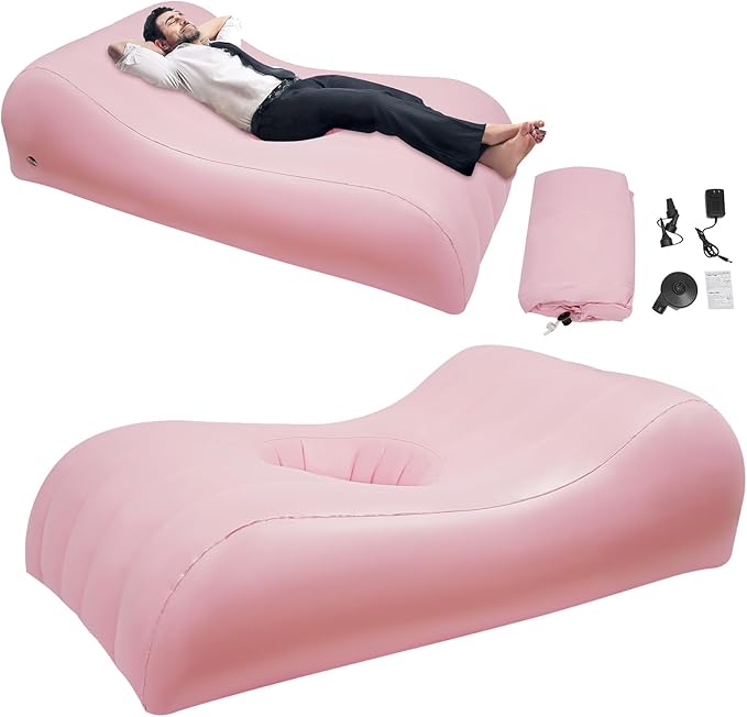 LYNICESHOP Portable Inflatable Mattress with Electric Pump 220lbs Capacity PVC Air Bed for Home &amp Camping Wave Design for Pain Relief &amp Recovery
