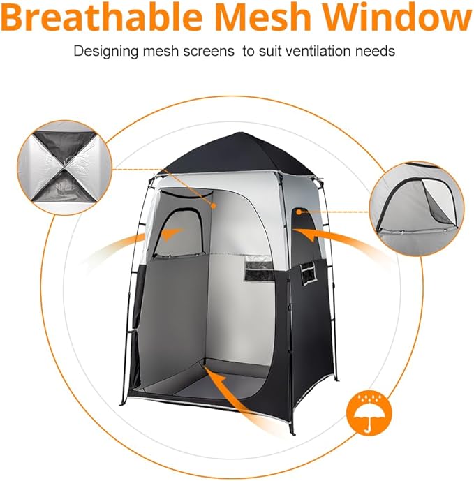 VINGLI 6.8FT Shower Tent Large Instant Pop Up Shelter with Mesh Floor &amp Carrying Bag Privacy Changing Room Tent for Toilet Camping Dressing Lightweight &amp Sturdy Easy Set Up