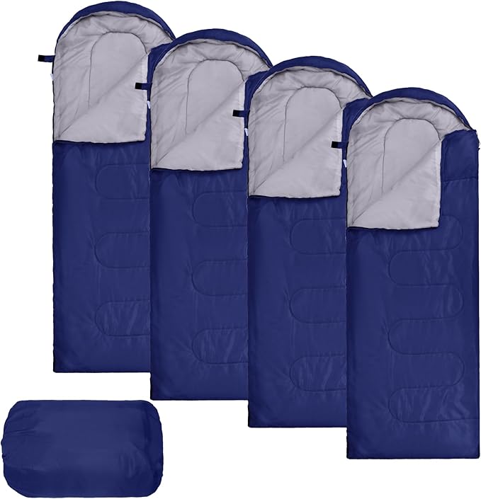 Macarrie 4 Pcs Bulk Sleeping Bags for Adults 0 Degree Waterproof Backpack Bags with Compression Sack for Backpacking Camping Hiking Emergency Shelters