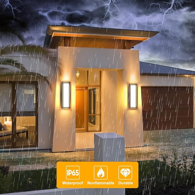 Sytmhoe 2Packs LED Outdoor Wall Lights16inch Square 3000K 10%-100% Dimmable Exterior Wall Light Aluminum&ampPC Body Waterproof IP65 led Porch Light for House Patio Garage Garden(2Packs)
