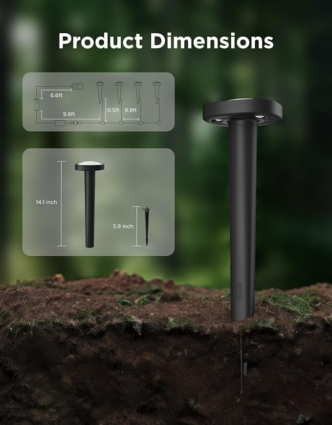 Govee Outdoor Pathway Lights 2 IP66 Waterproof Patio Lights 60+ Scene Modes Landscape Lighting for Yard Garage Garden Lawn Outdoor Decor Works with Alexa Google Assistant Matter Wired 4 Pack