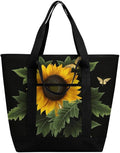 Insulated Shopping BagLarge Reusable Cooler Bags Weed with Sunflower Printed Foldable Shopping BagTravel Waterproof Shoulder Bag