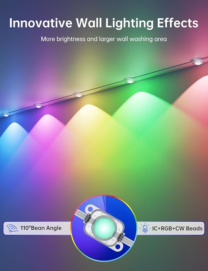 Permanent Outdoor Lights Pro 200ft with 100 LED Smart IC+RGBCW Christmas Halloween Eaves Lights for House Daily and Holiday Decor IP67 Waterproof with APP &amp Remote Control