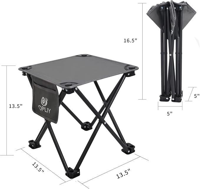 Opliy Camping Stool 2 Pack13.5 Inch Portable Folding Stool for Outdoor Gardening and Beach Hiking FishingFoot Stool with Carry Bag (Gray)