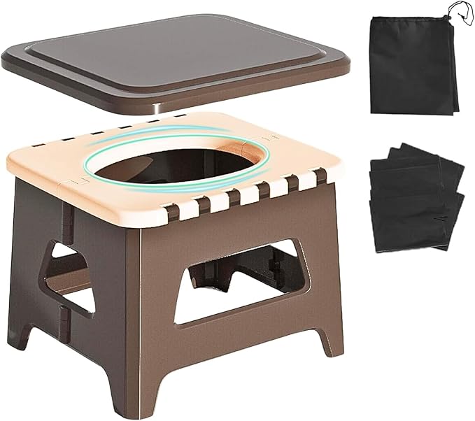 Portable Potty Camping Toilet Emergency Toilet for Car Foldable Stool Portable for Outdoor Camping Fishing Traffic Jams