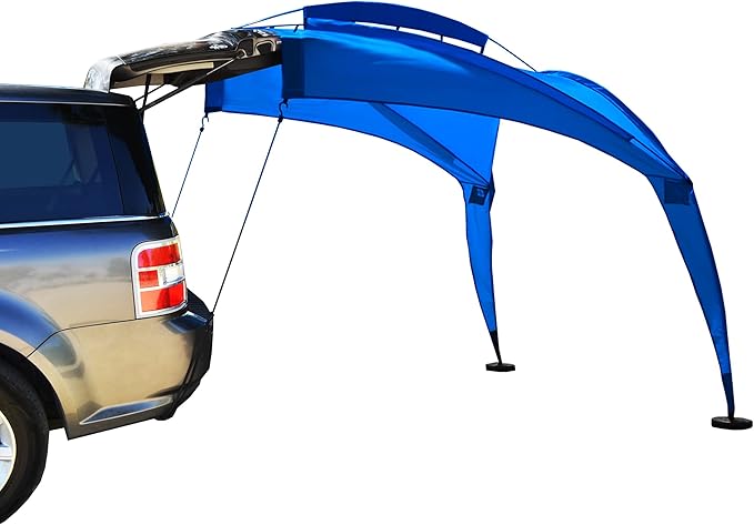 Eurow Tail Gator Sunshade Portable Vehicle Canopy 8x8 FT SUV Liftgate Shade Tent for Tailgating Beach or Outdoor Events Waterproof Shelter with Fiberglass Frame Carry Bag &amp Accessories Includ