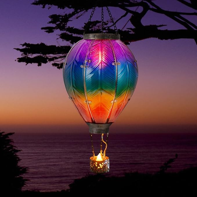 STARSOUL Extra Large Solar Hot Air Balloon Lantern with Flickering Flame Hanging Solar Lantern Outdoor Waterproof Hot Air Balloon Solar Light Decorations for Garden Yard Lawn Porch