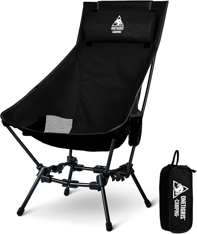 ONETIGRIS Dragonhide Oversized Camping Chair with Pillow Design Comfortable Widened Seat Folding 275 lbs Capacity