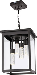 TODOLUZ LED 5CCT 4-Light Large Outdoor Pendant Light Fixtures in Oil Rubbed Bronze Adjustable Height Porch Hanging Lighting for Yard Entryway Patio Exterior Ceiling Lantern LED Chips Included